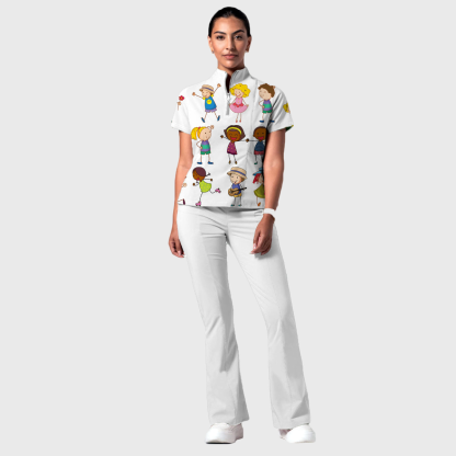 Women's Fashion Flare Leg Slim Fit Scrub Pants