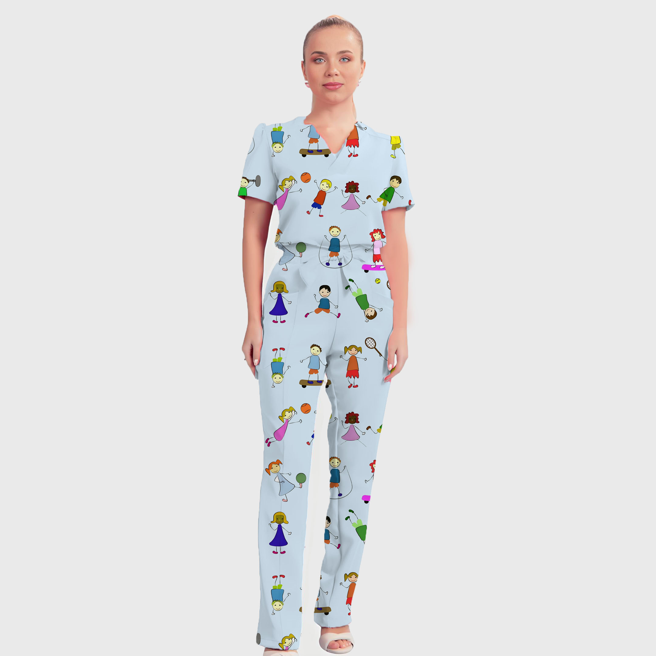 Women's Cartoon Children's Pattern Nurse Scrub Set
