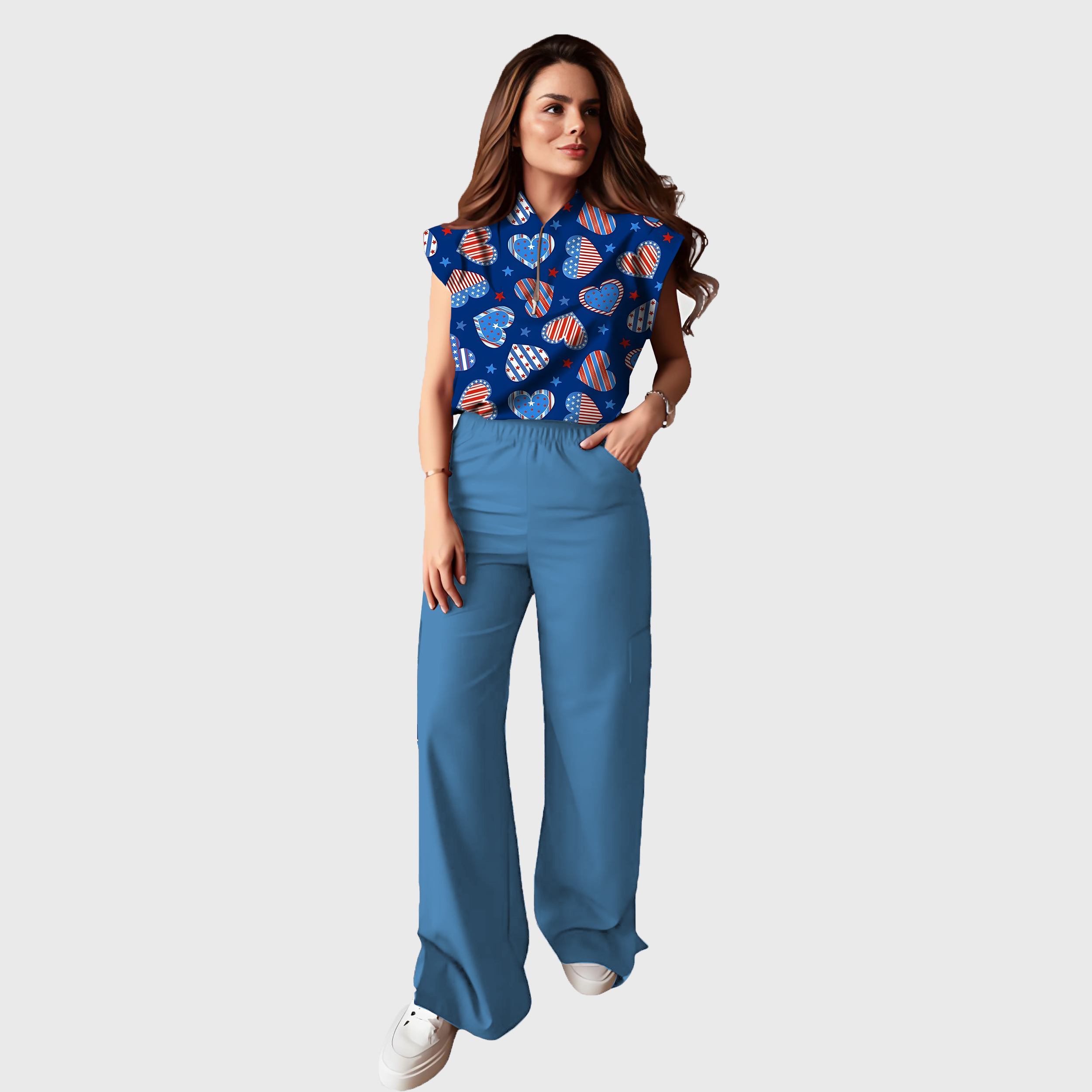 Women's Independence Day Graphics Scrub Set ST6244