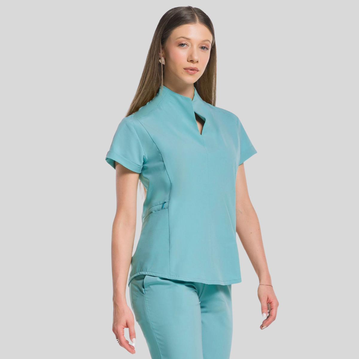 Women's Stand-Up Collar Scrub Top