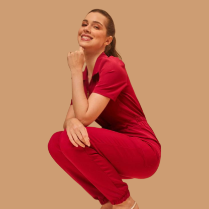 Women's Polo Neck Puff Sleeve Jumpsuit