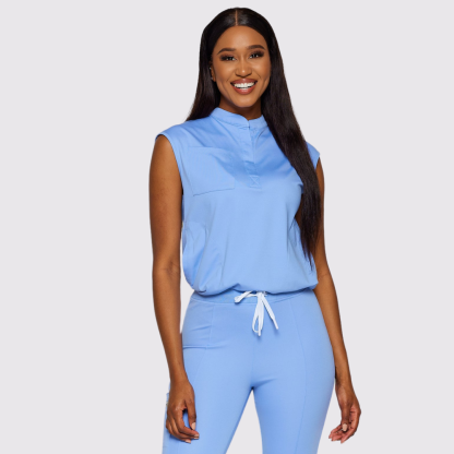 Women's Stand Collar Sleeveless Scrub Top