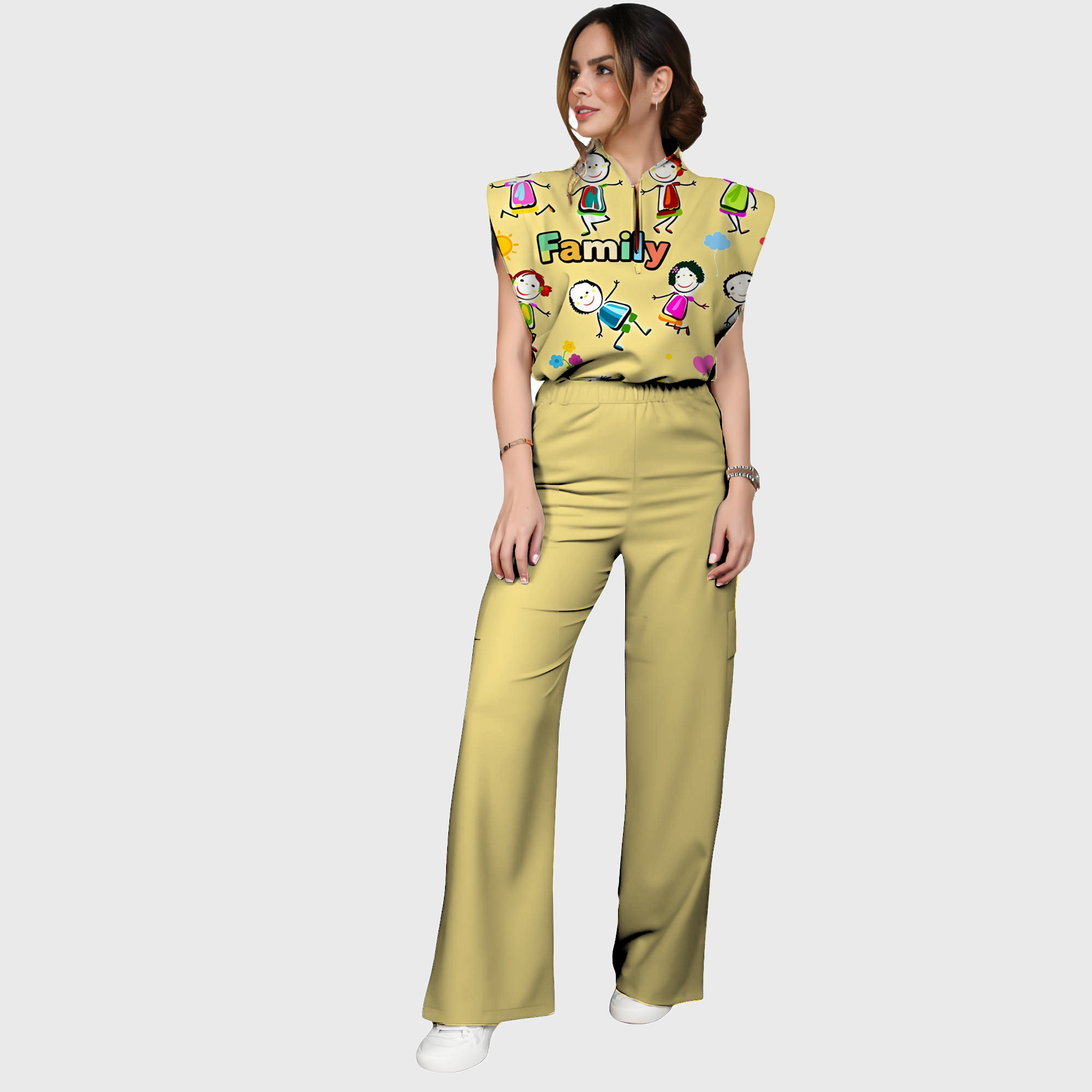 Women's Smiley Face Printed Scrub Set SP25