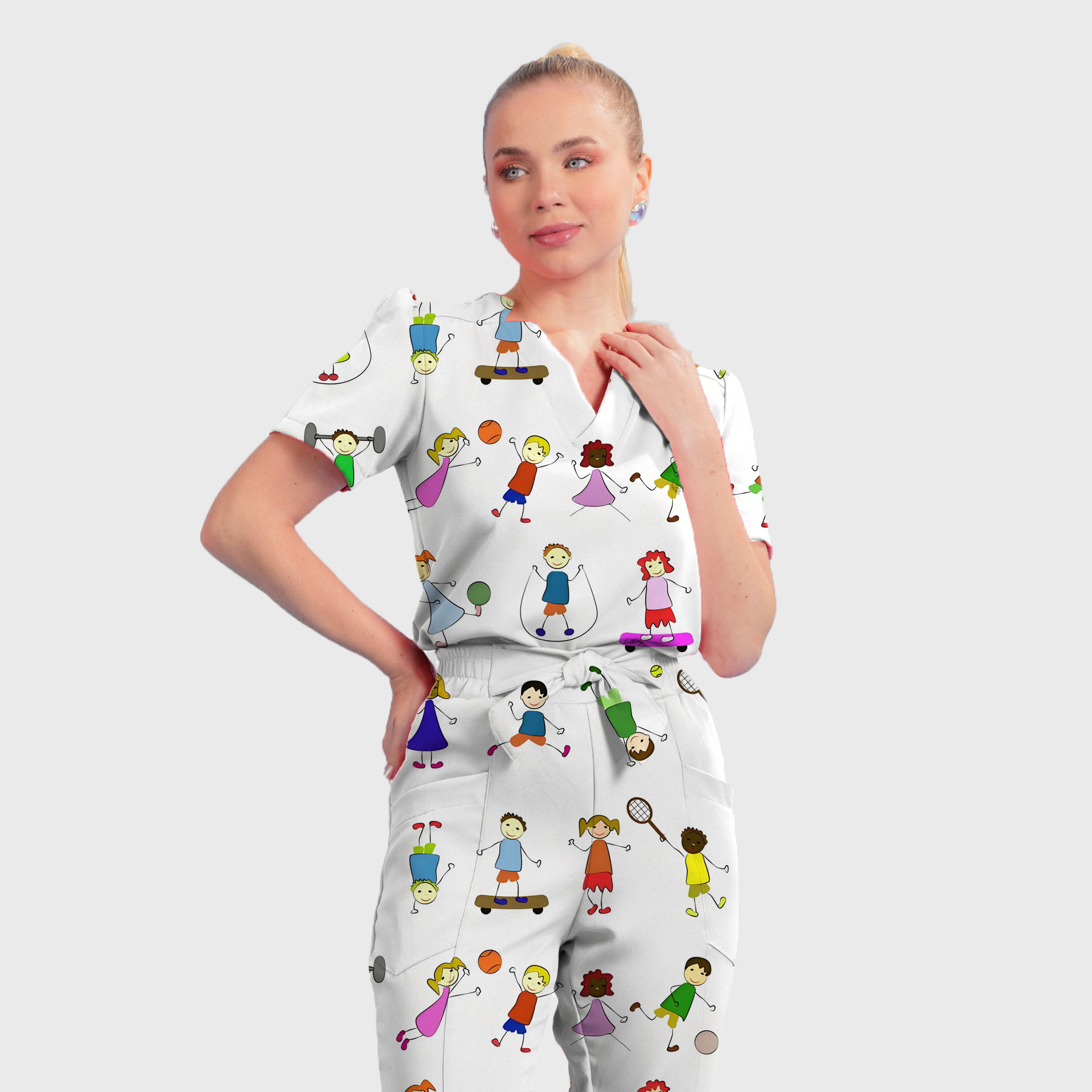 Women's Cartoon Children's Pattern Nurse Scrub Set