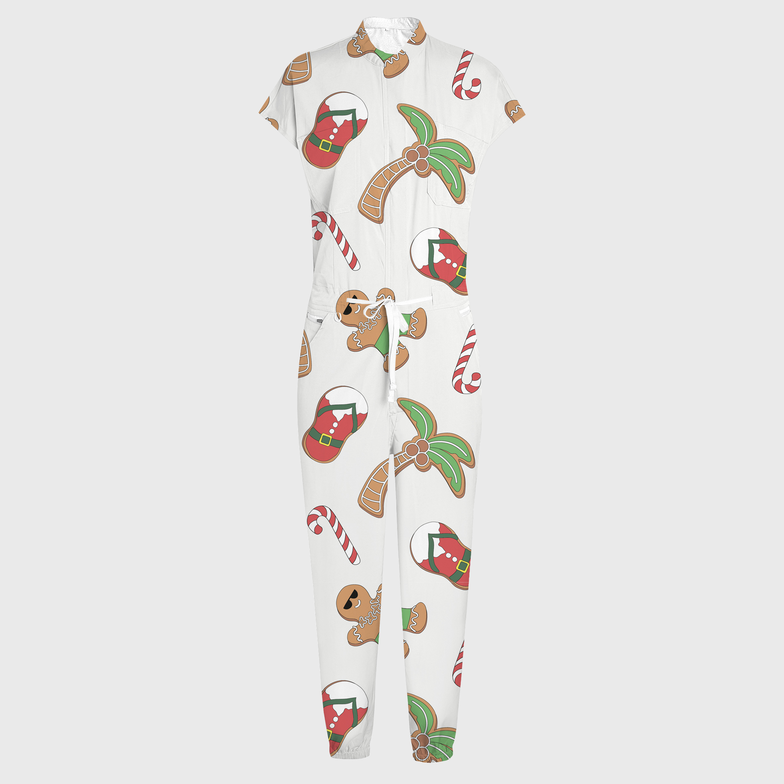 Women's Gingerbread Man 12-Pocket Jogger Scrub Jumpsuit