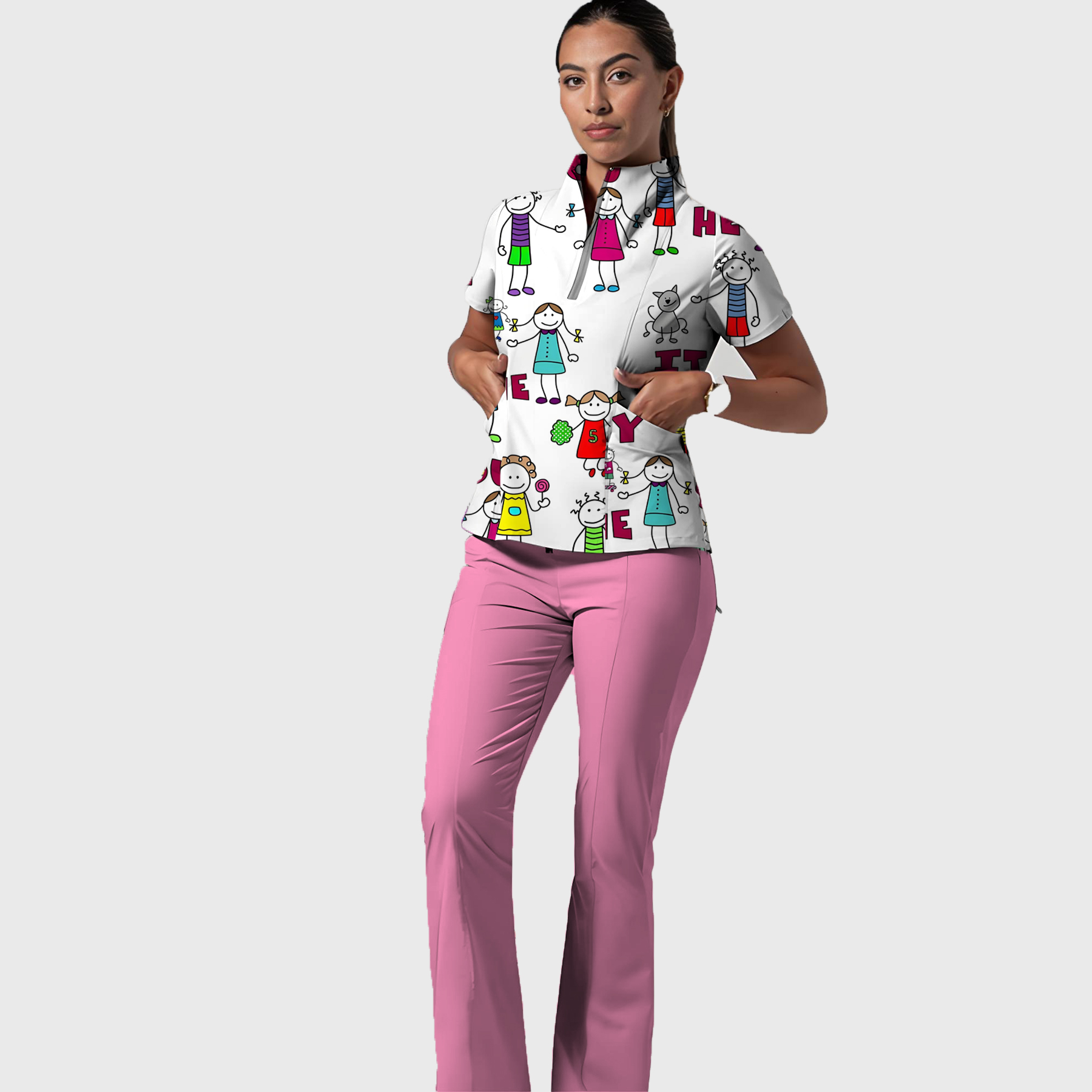 Women's School Classroom Printed Scrub Set SP28