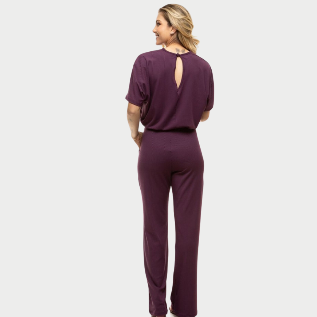 Women's V-neckline Jumpsuit With Elastic Waistband™