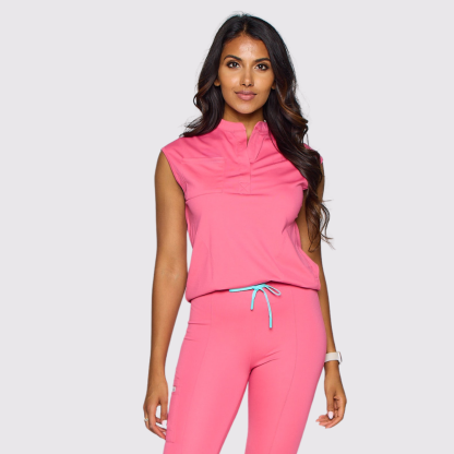 Women's Stand Collar Sleeveless Scrub Top
