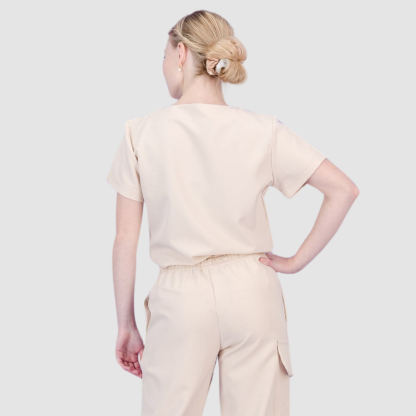 Casual and Fashionable V-neck Solid Color Scrub Top For Nurse 