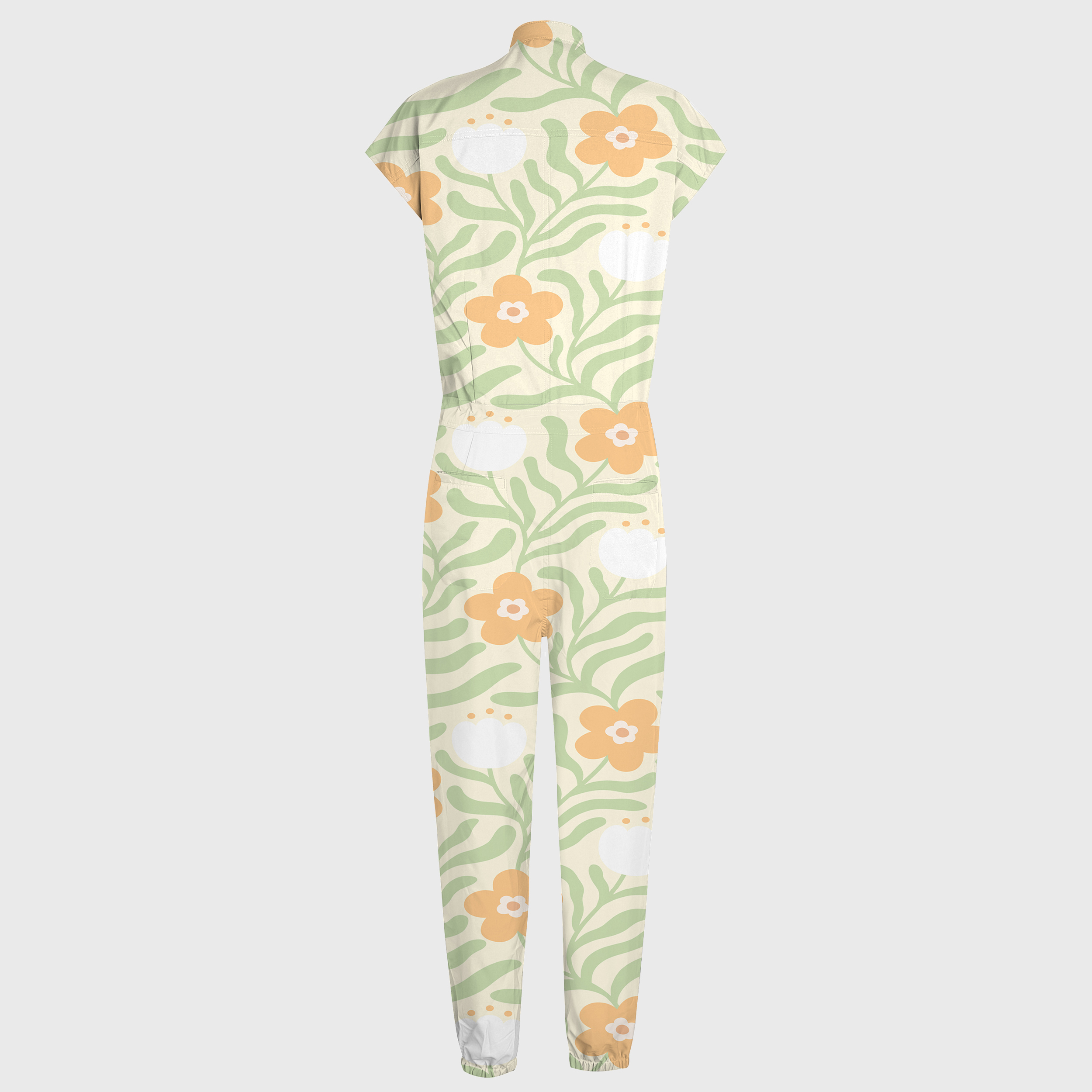 Women's Daisy Printed 12-Pocket Jogger Scrub Jumpsuit
