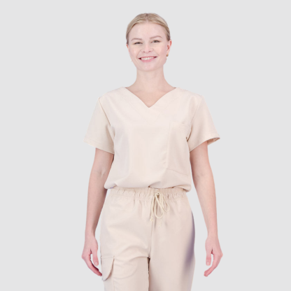 Casual and Fashionable V-neck Solid Color Scrub Top For Nurse 
