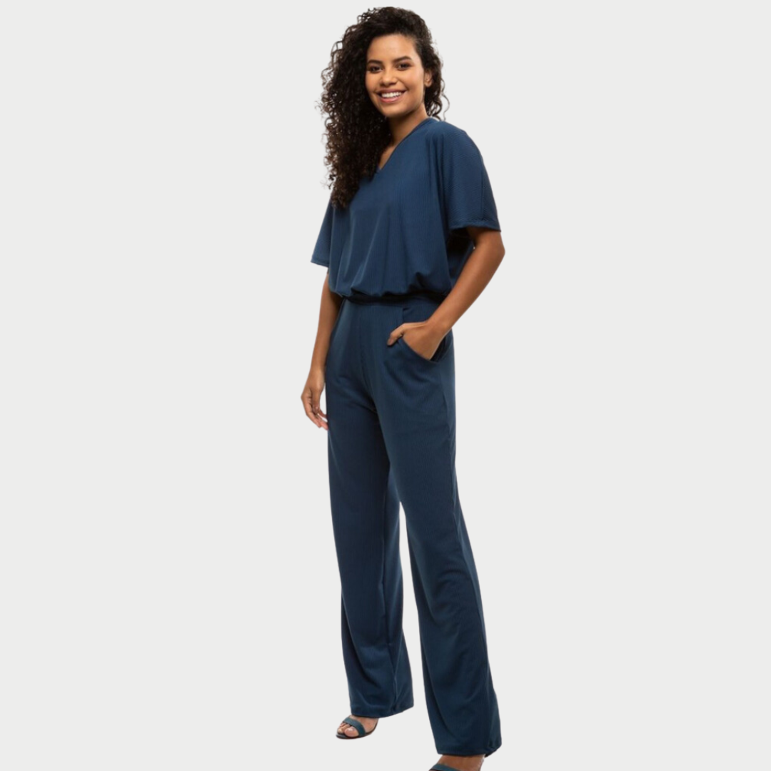 Women's V-neckline Jumpsuit With Elastic Waistband™