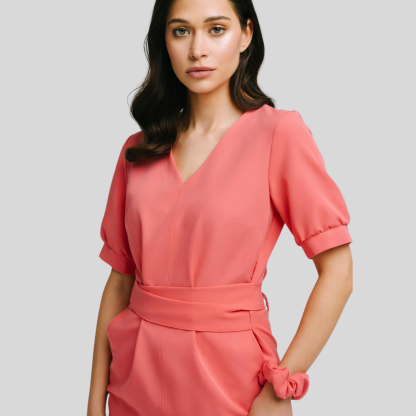 Medical Fashion Bow Waist Scrub Dress