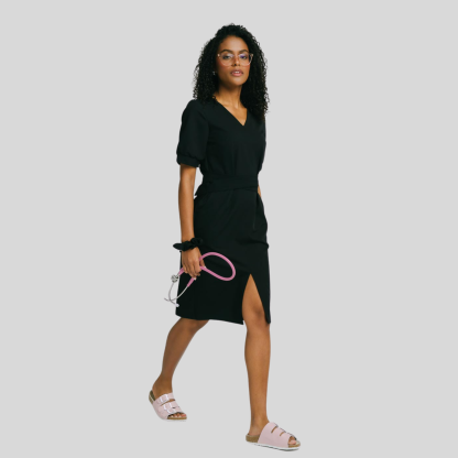 Medical Fashion Bow Waist Scrub Dress