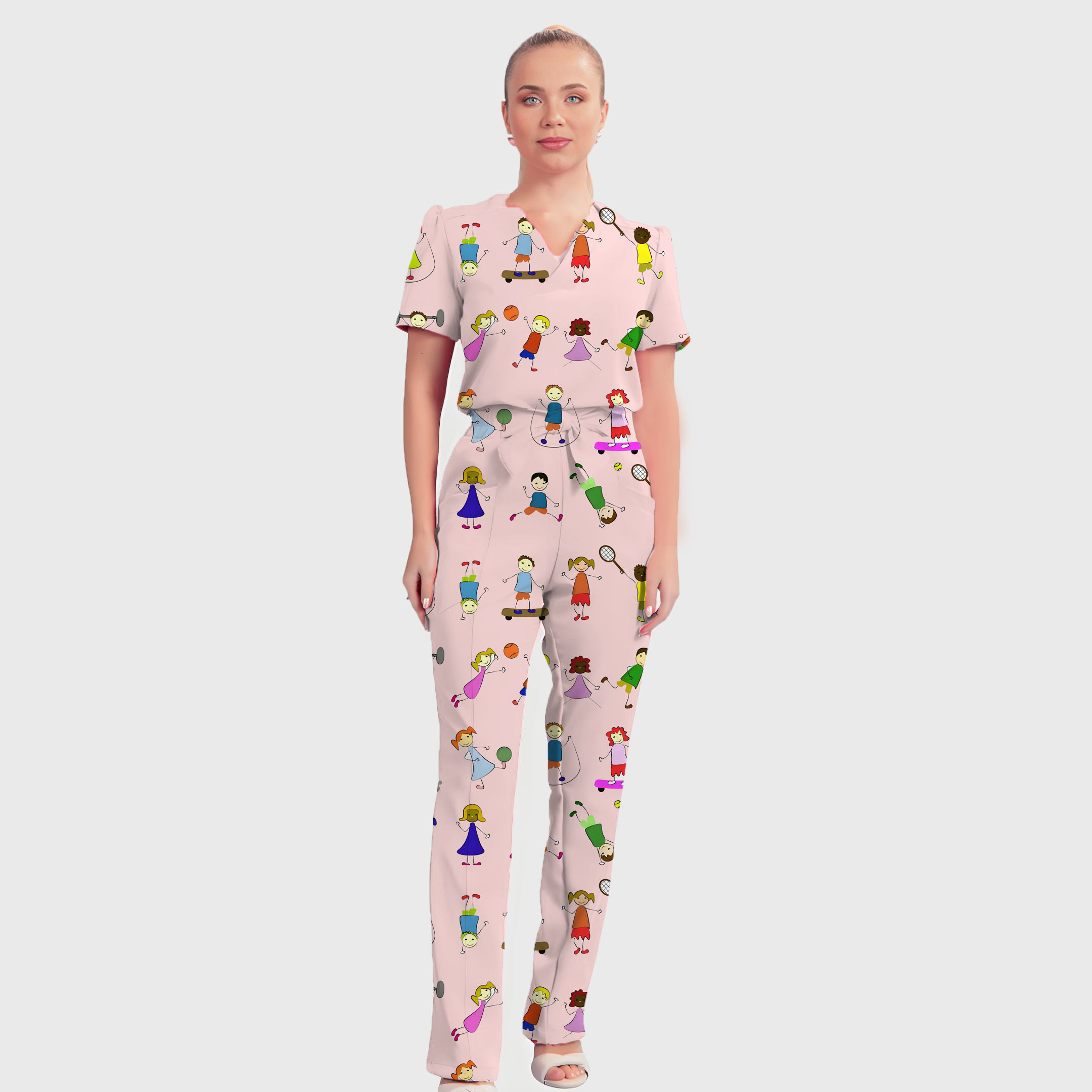 Women's Cartoon Children's Pattern Nurse Scrub Set