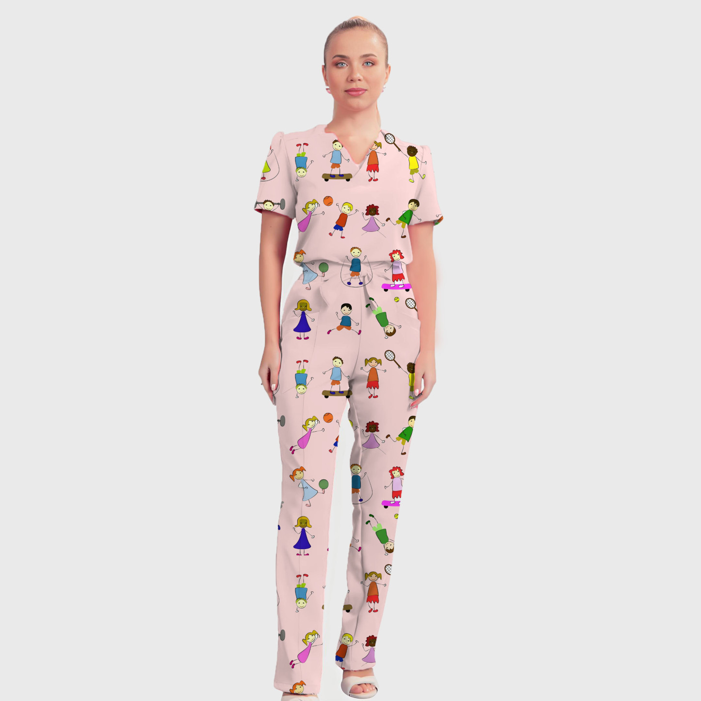 Women's Cartoon Children's Pattern Nurse Scrub Set