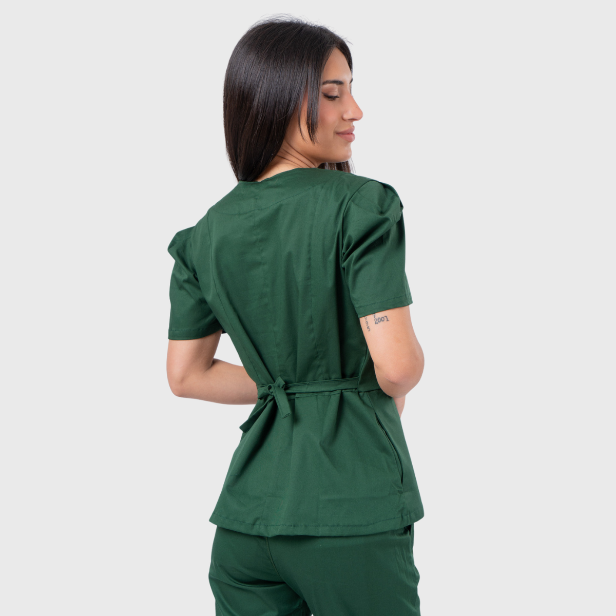 Women's Round Neck With Cutout Detail Scrub Top