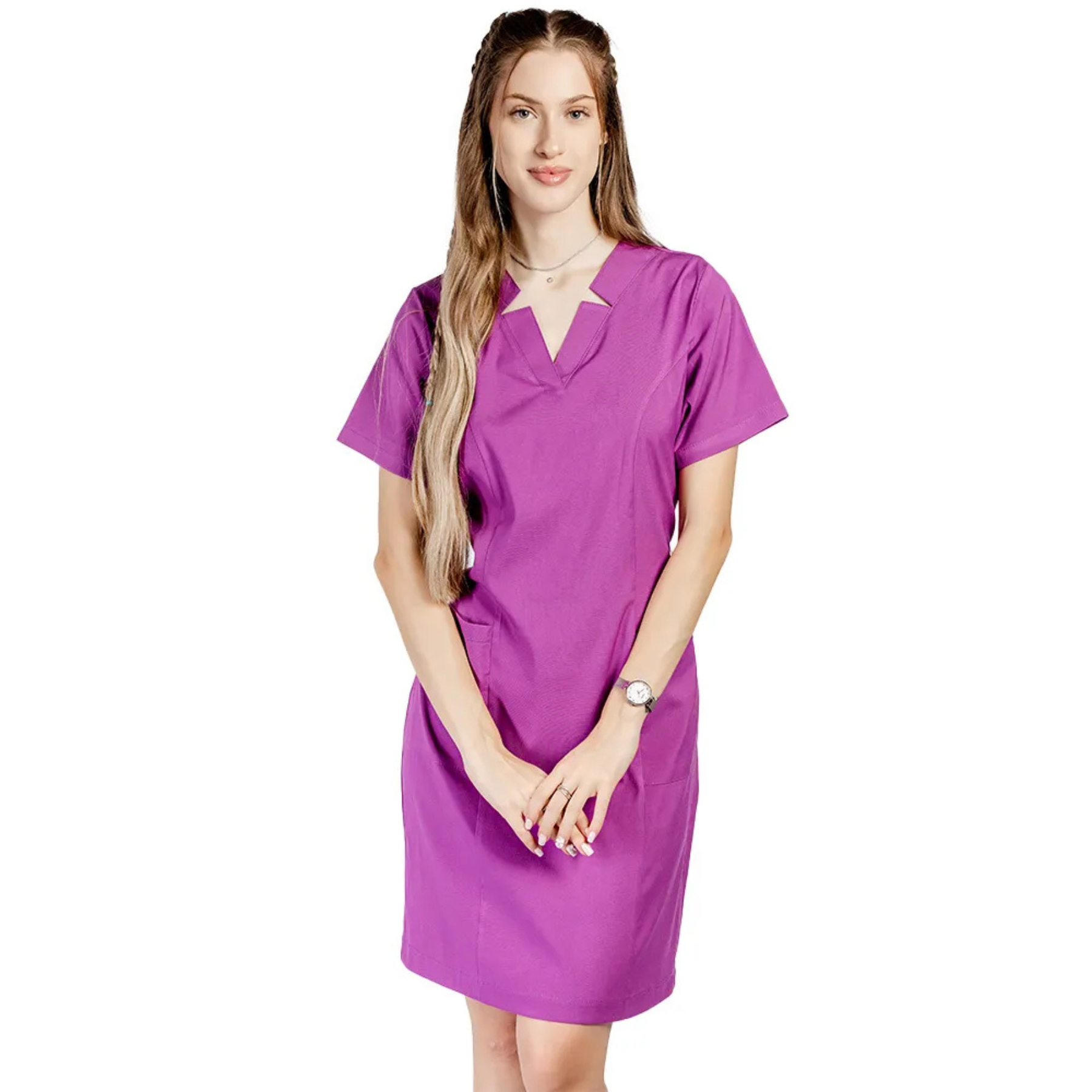 Women's Special V-Neck Double Pocket Medical Dresses