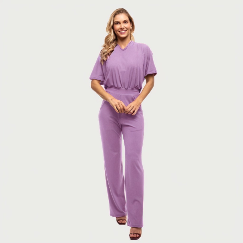 Women's V-neckline Jumpsuit With Elastic Waistband™