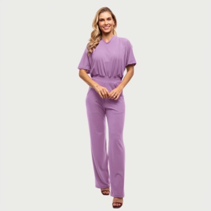 Women's V-neckline Jumpsuit With Elastic Waistband™