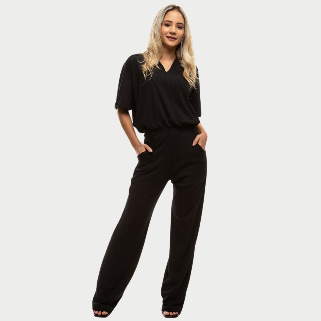 Women's V-neckline Jumpsuit With Elastic Waistband™