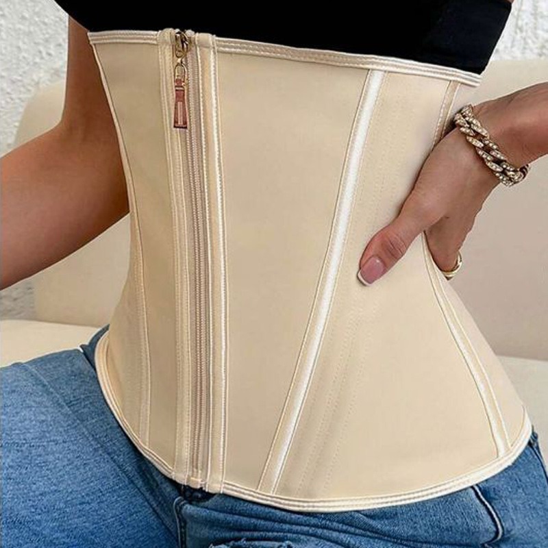 Zippered Latex Slim Waist Belt