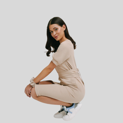 Medical Fashion Bow Waist Scrub Dress