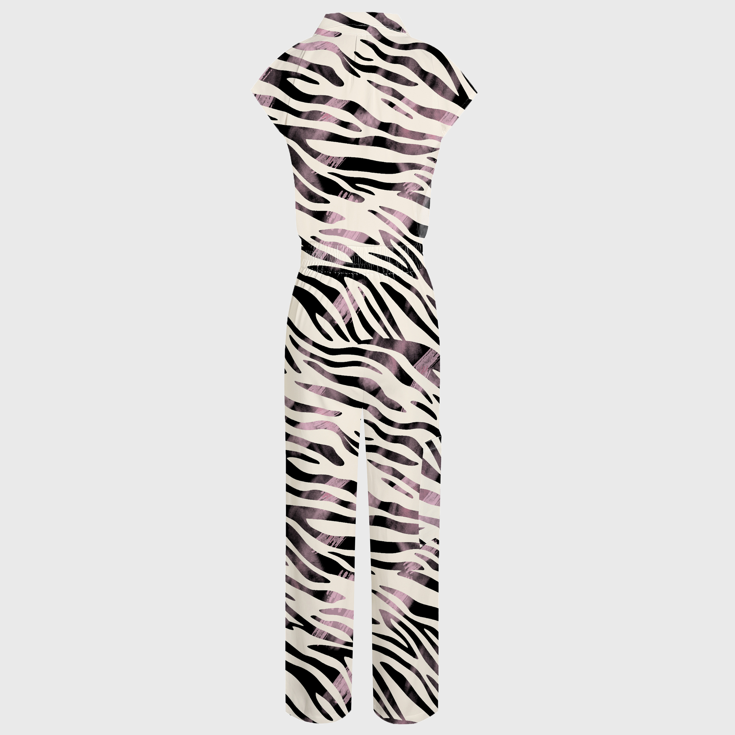 Women's Wide Leg Zebra Print Scrub Jumpsuit