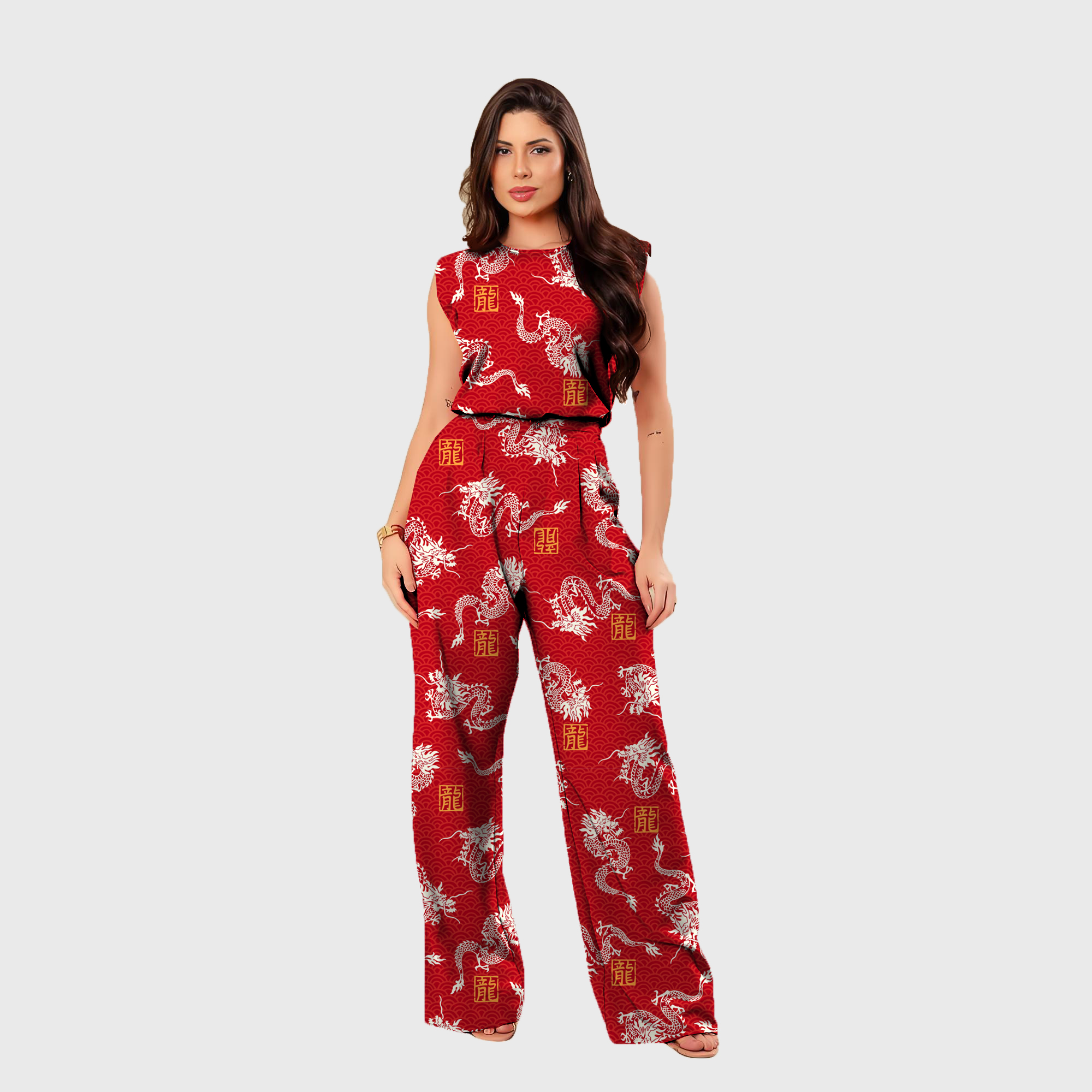 Women's Chinese Dragon Printed Scrub Set SP16
