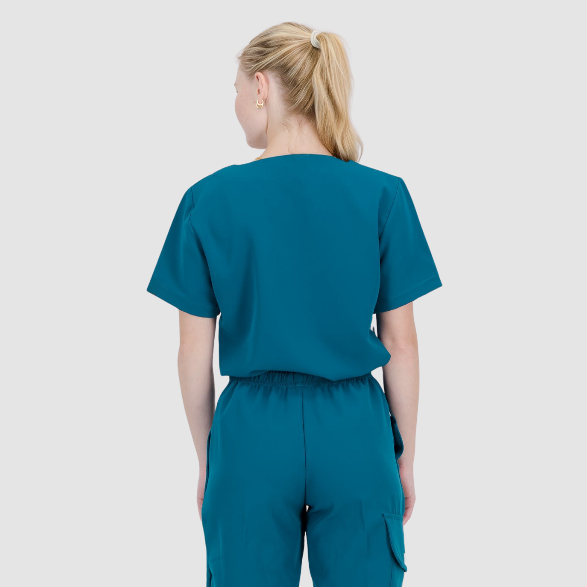 Casual and Fashionable V-neck Solid Color Scrub Top For Nurse 