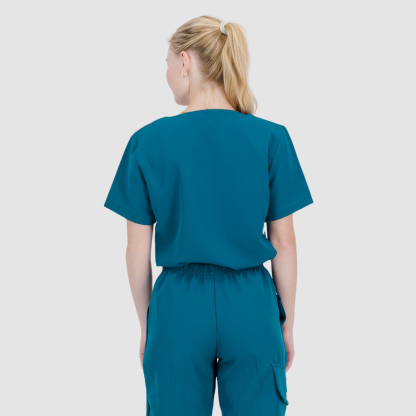 Casual and Fashionable V-neck Solid Color Scrub Top For Nurse 