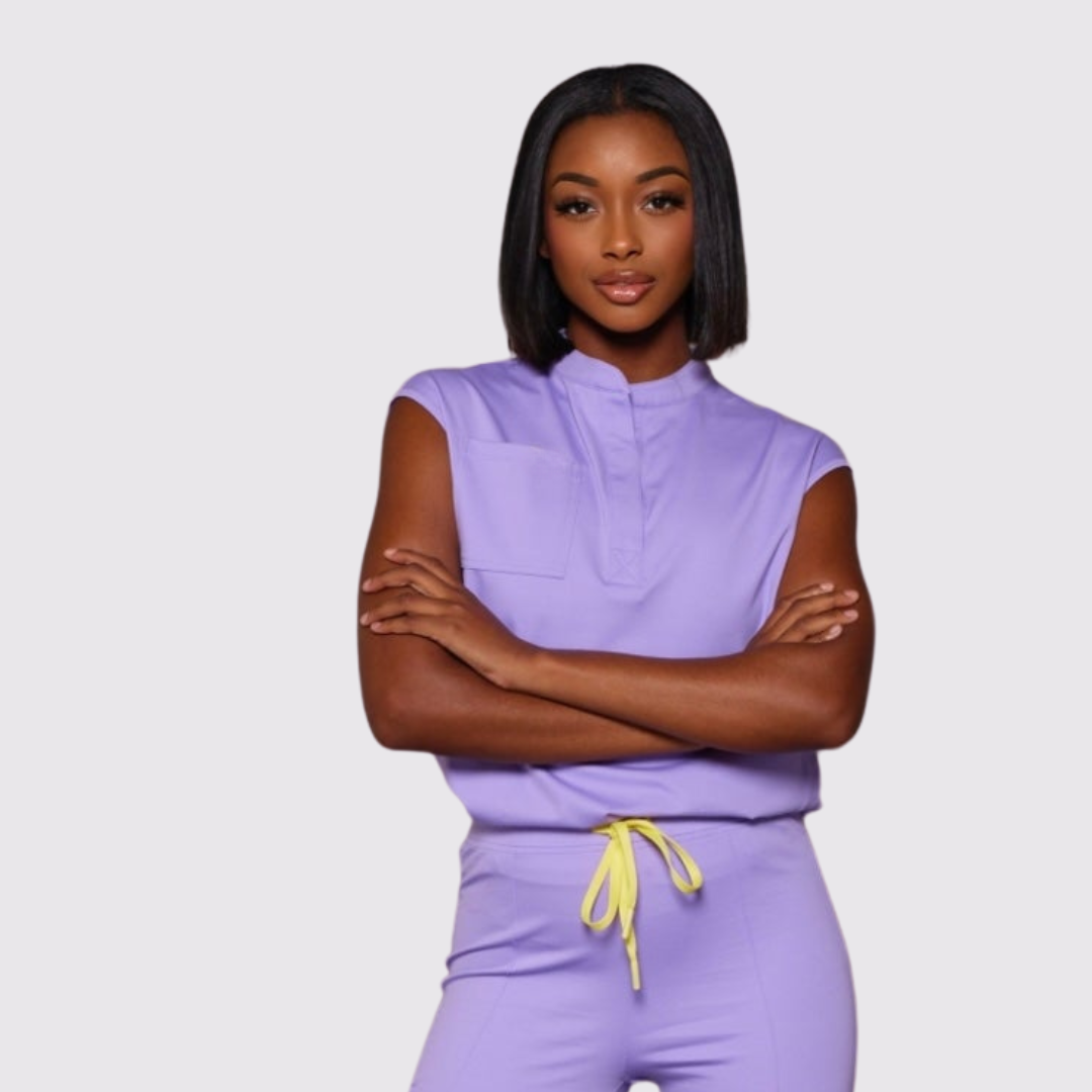 Women's Stand Collar Sleeveless Scrub Top