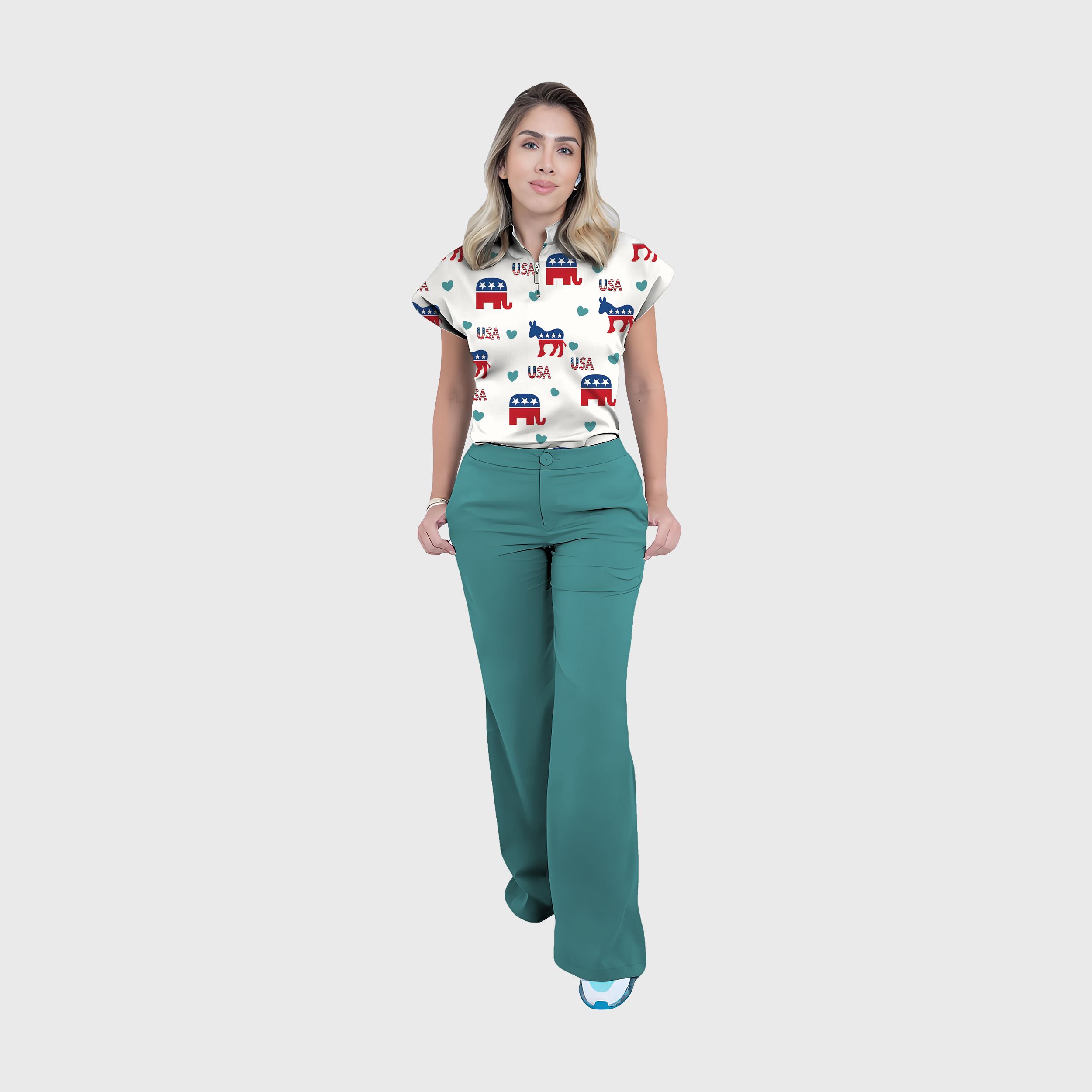 Women's Independence Day Graphics Scrub Set ST6248