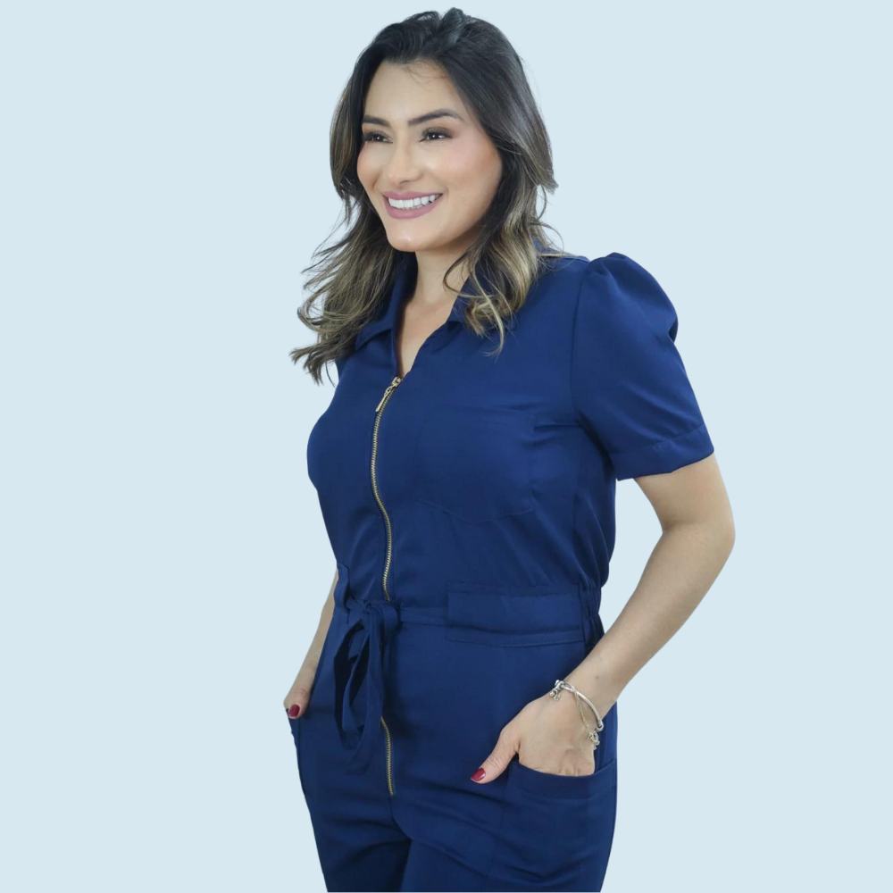 Women's Polo Neck Puff Sleeve Jumpsuit