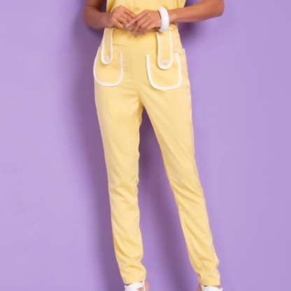 Women's Macaron Four Pockets Slim Fit Scrub Pants