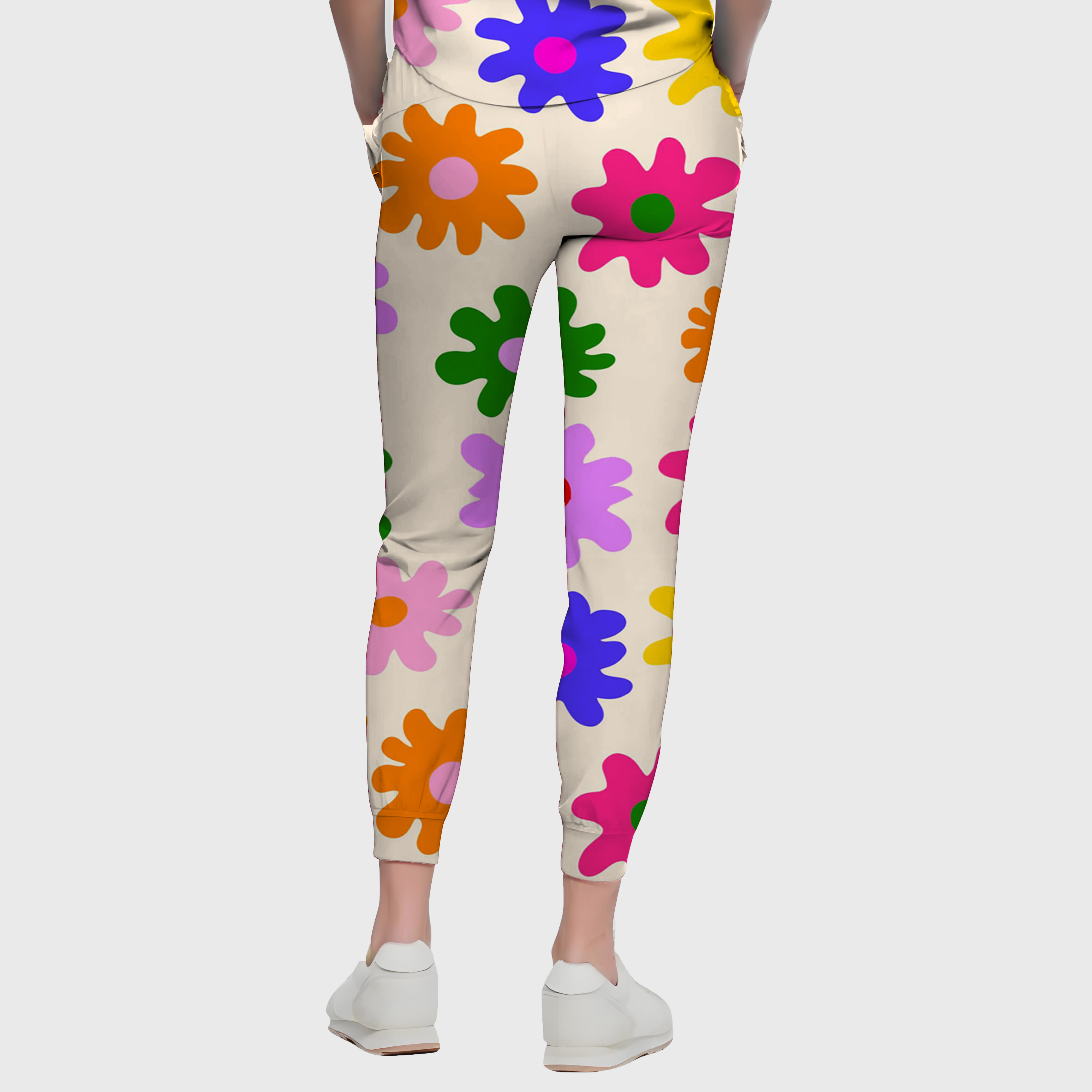 Women's Colorful Large Flower Pattern Scrub Set ST6197