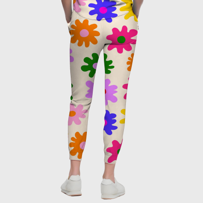 Women's Colorful Large Flower Pattern Scrub Set ST6197