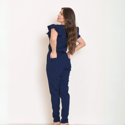 Women's Round Neck Ruffled Sleeves Scrub Top