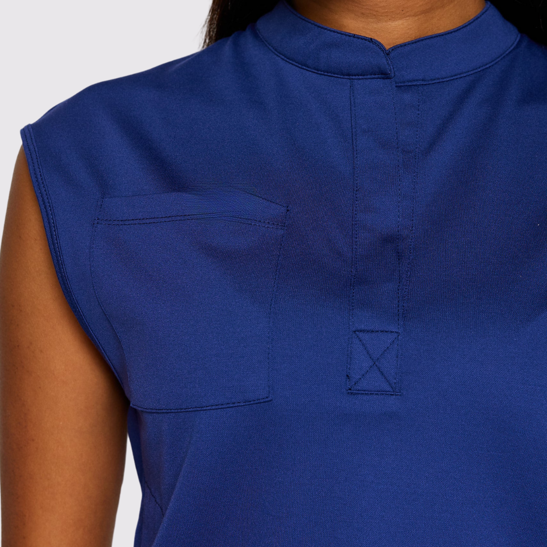 Women's Stand Collar Sleeveless Scrub Top