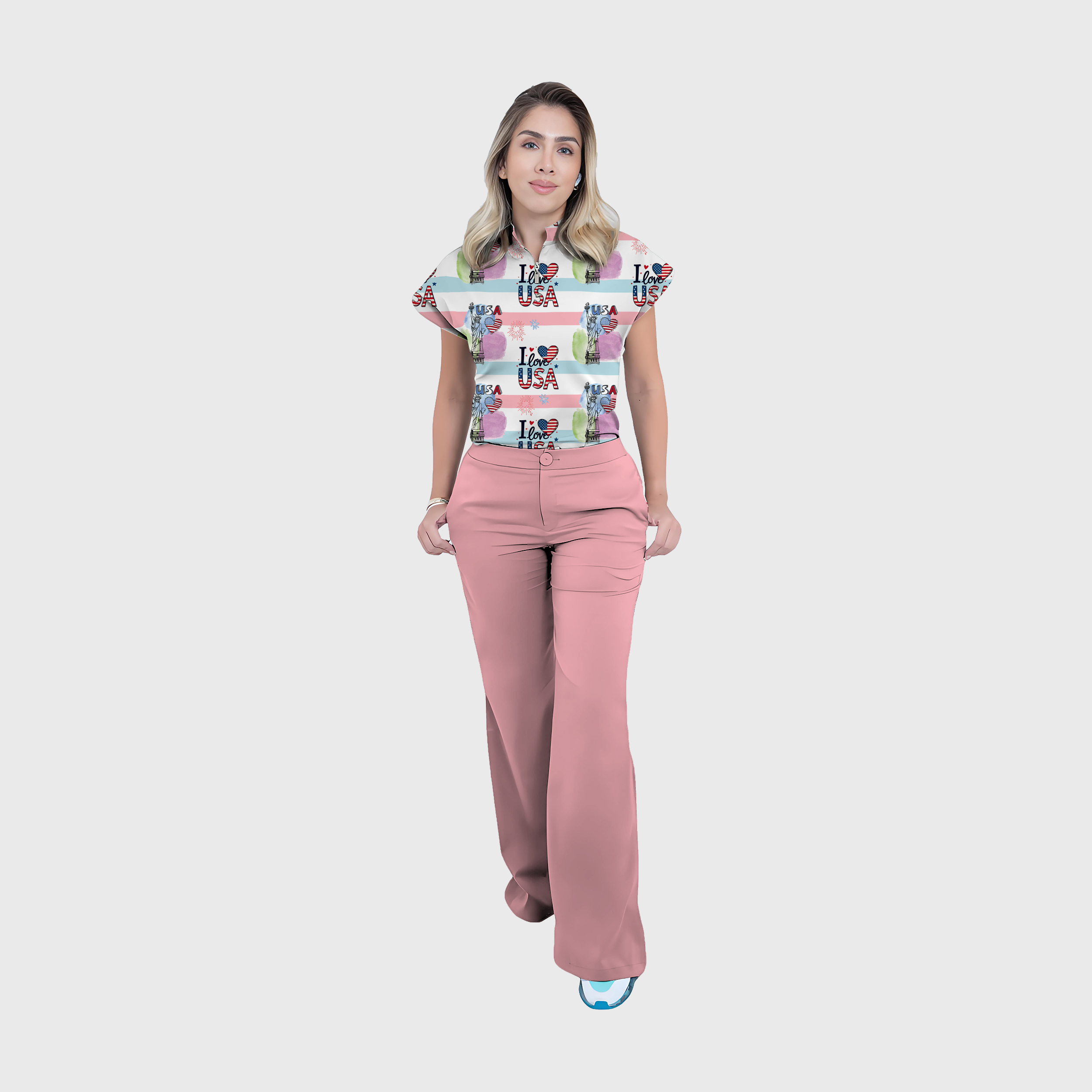 Women's Independence Day Graphics Scrub Set ST6249