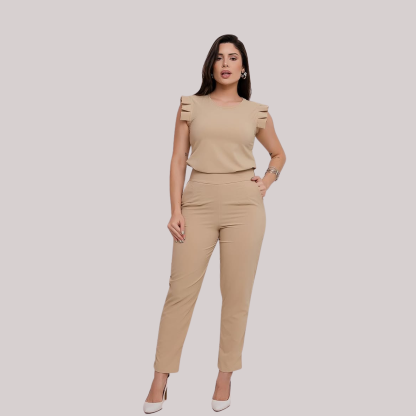 Round Neck Pleated Sleeve Scrub Top For Women