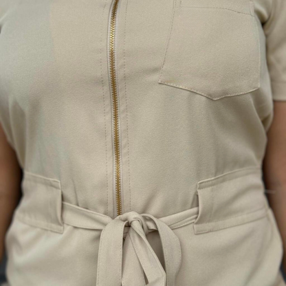 Women's Polo Neck Puff Sleeve Jumpsuit
