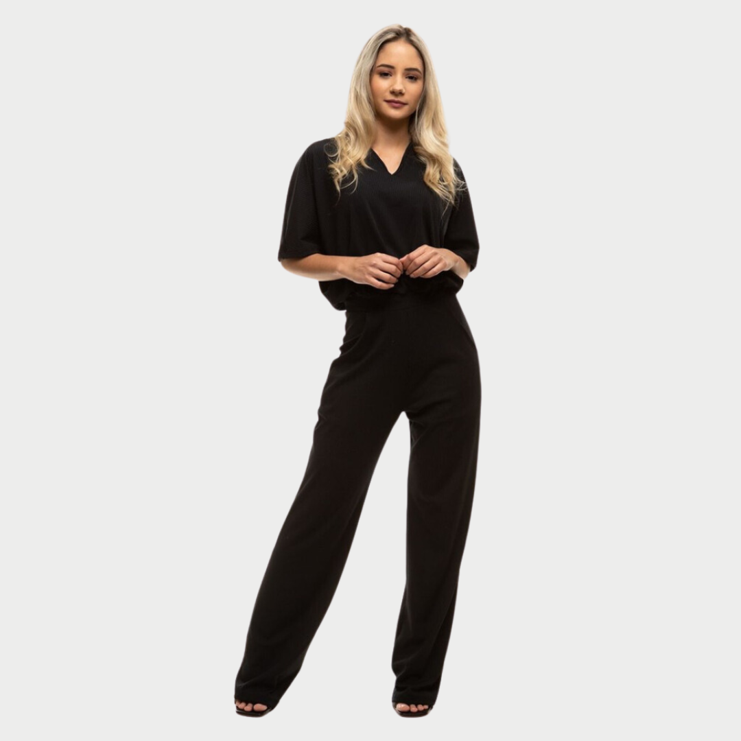 Women's V-neckline Jumpsuit With Elastic Waistband™