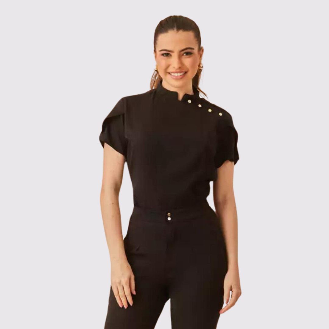 Women's Priest Collar Scrub Top