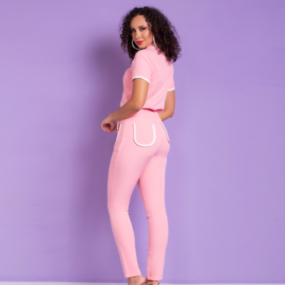 Women's Macaron Four Pockets Slim Fit Scrub Pants
