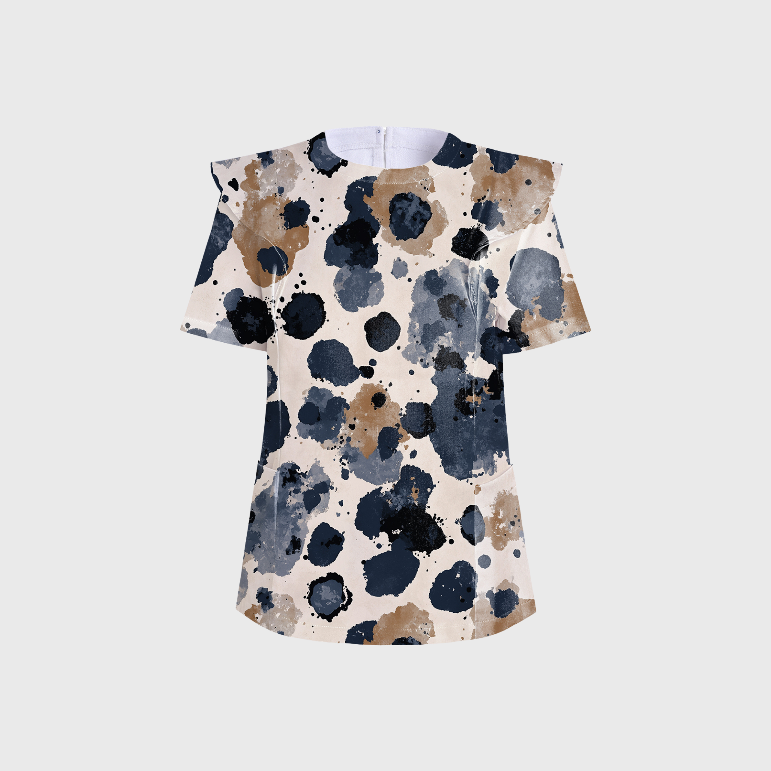 Women's Dark Leopard Printed Scrub Set PT07