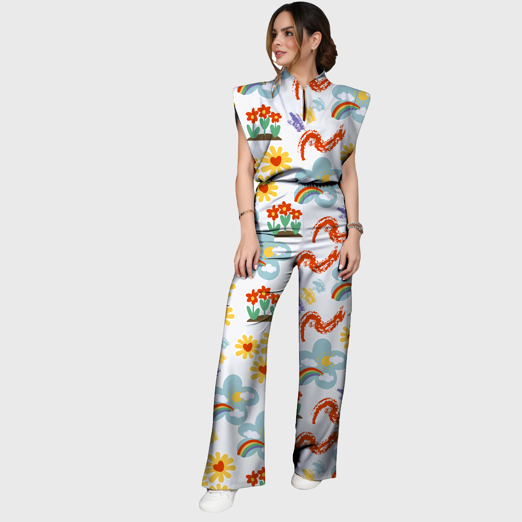 Women's Summer Garden Printed Scrub Set SP08