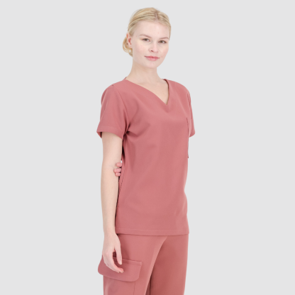 Casual and Fashionable V-neck Solid Color Scrub Top For Nurse 
