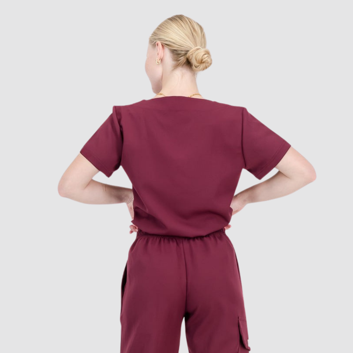 Casual and Fashionable V-neck Solid Color Scrub Top For Nurse 