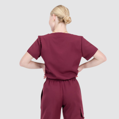 Casual and Fashionable V-neck Solid Color Scrub Top For Nurse 